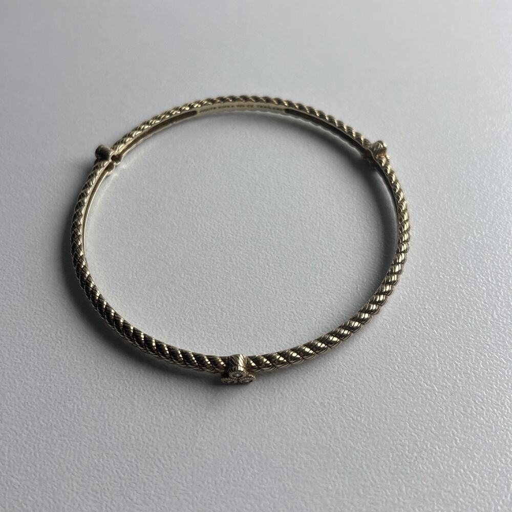 JUDITH RIPKA Gold Tone Sterling Silver 925 CZ Bangle Bracelet 8.5” Thailand
